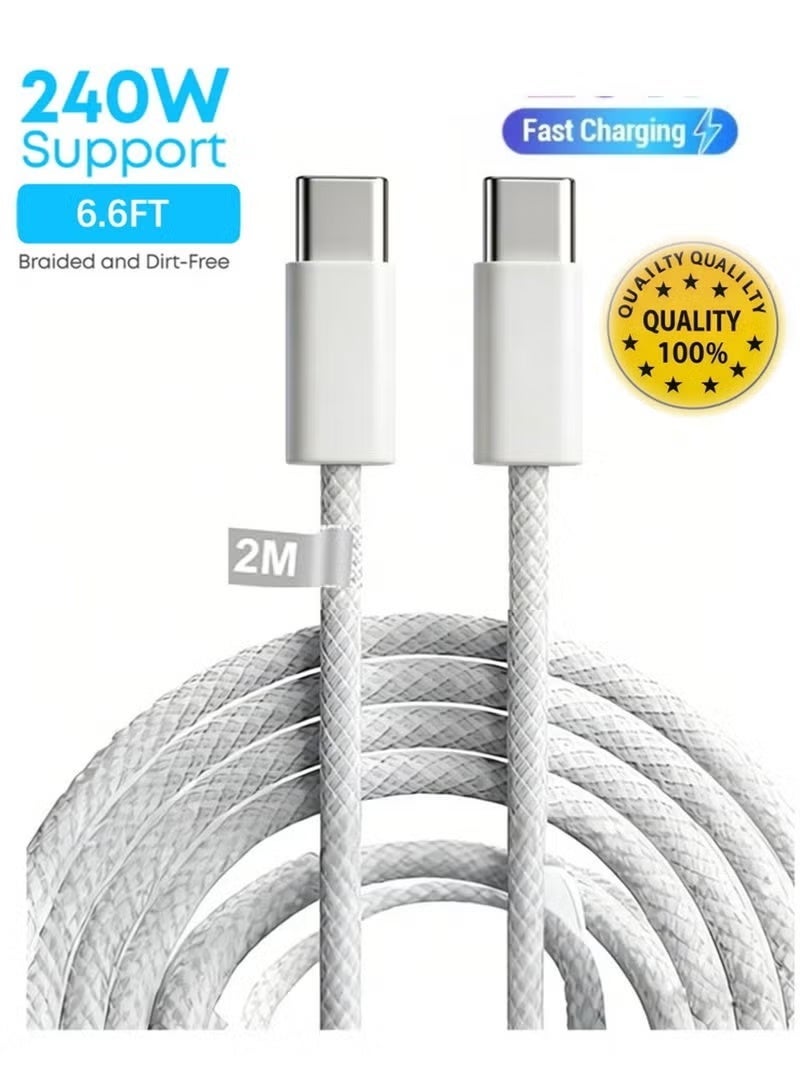  سفينغ  2M USB C كابل نايلون متفرج 240W PD 3.1 ، سريع الشحن نوع C إلى نوع C كابل لسامسونج S25 / 24/23/22 ألترا ، ماك بوك ، آي باد برو ، آيفون 15/16/17 ، نقل البيانات السريع (48V 5A) - Image 1