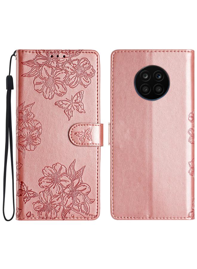 Zaboon Case For Honor 50 Lite Cherry Blossom Butterfly Skin Feel Embossed PU Phone Case - Image 1