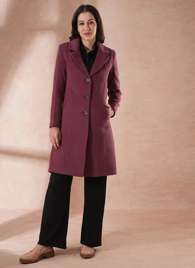 جلو باص بالطو بي كوت نسائي جلوبس بياقة مشقوقة وتصميم ذاتي بأزرار فردية