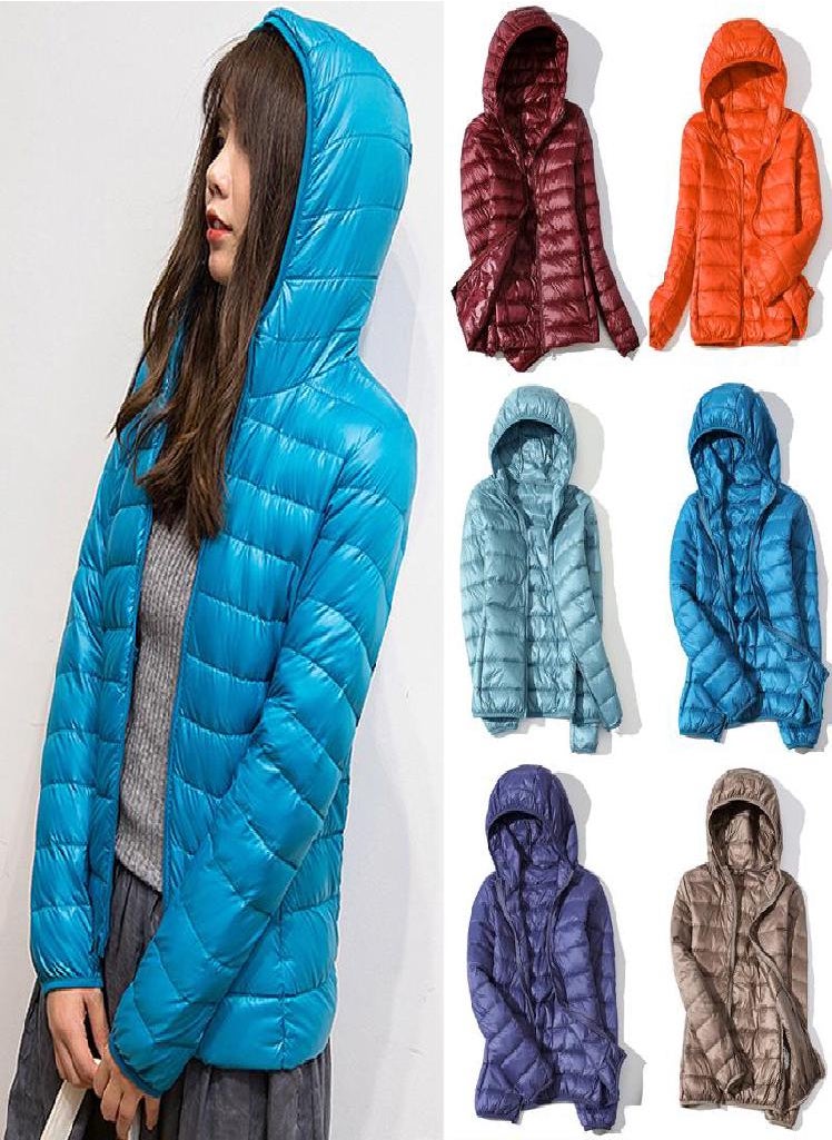 Eckek - Women Autumn White Duck Down Jacket Coat Windproof Hooded Warm Casual Winter M-5XL - Image 1