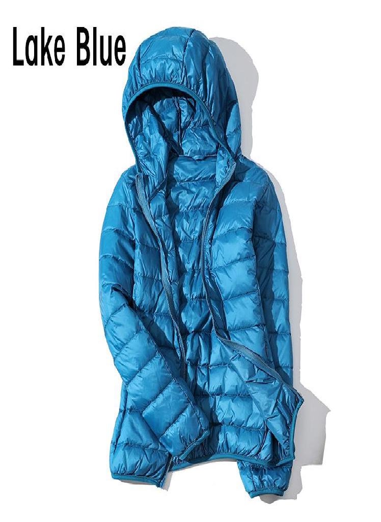 Eckek - Women Autumn White Duck Down Jacket Coat Windproof Hooded Warm Casual Winter M-5XL - Image 1