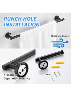 Generic 5PC Stainless Steel Bathroom Accessories No Drilling Installation & Large Load-Bearing Wall Hooks Towel Bar + Toilet Paper Holder + Towel Hooks Durable & Rust-Proof Towel Racks Multi-Purpose Bathroom Hardware for Bathroom, Laundry Room, Balcony, Living Room  - Image 5