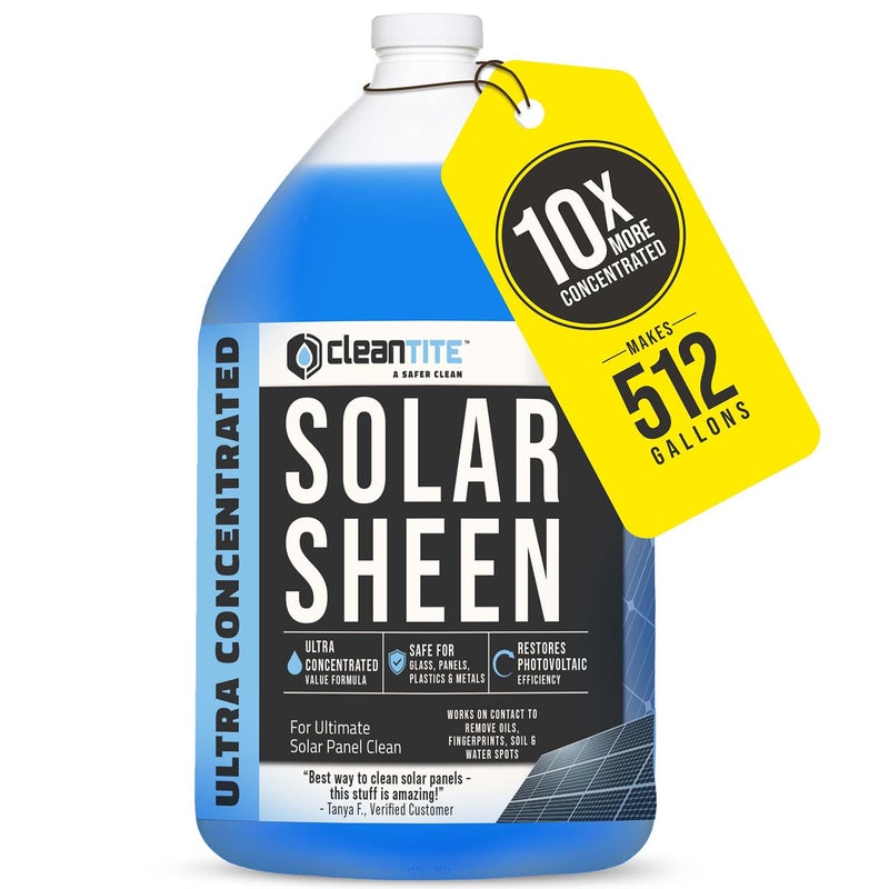 CLEANTITE Solar Panel Cleaner 1 Gallon (Makes 512 G) - Super Concentrated Cleaning Solution for Glass, Metal, Wood & Plastic - Remove Oil, Fingerprint & Water Spots - Multipurpose Solar Panel Cleaning - Image 1