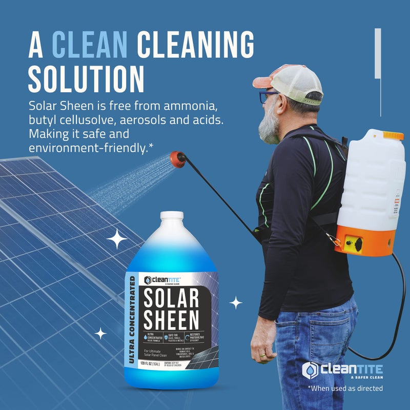 CLEANTITE Solar Panel Cleaner 1 Gallon (Makes 512 G) - Super Concentrated Cleaning Solution for Glass, Metal, Wood & Plastic - Remove Oil, Fingerprint & Water Spots - Multipurpose Solar Panel Cleaning - Image 5