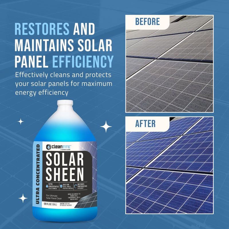 CLEANTITE Solar Panel Cleaner 1 Gallon (Makes 512 G) - Super Concentrated Cleaning Solution for Glass, Metal, Wood & Plastic - Remove Oil, Fingerprint & Water Spots - Multipurpose Solar Panel Cleaning - Image 2