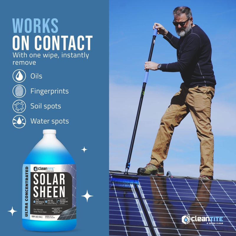CLEANTITE Solar Panel Cleaner 1 Gallon (Makes 512 G) - Super Concentrated Cleaning Solution for Glass, Metal, Wood & Plastic - Remove Oil, Fingerprint & Water Spots - Multipurpose Solar Panel Cleaning - Image 3