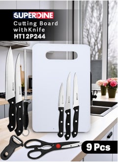 SUPERDINE SUPERDINE 9-Piece Cutting Board and Knife Set - Essential Kitchen Tool Combo - HT12P244  - Image 1
