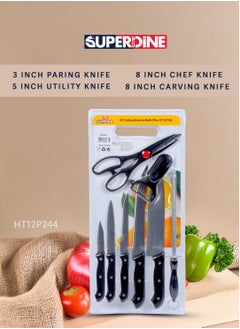 SUPERDINE SUPERDINE 9-Piece Cutting Board and Knife Set - Essential Kitchen Tool Combo - HT12P244  - Image 3