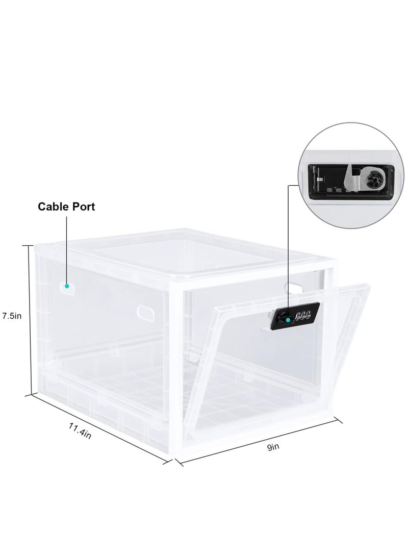 MOCOM - Premium Clear Locking Box, Secure Storage Solution for Medicines, Snacks, Electronics & More! Stackable, Easy Access, BPA-Free, 4.7 Gallon Capacity, Breathable Design - Image 1