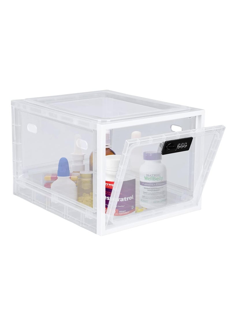MOCOM - Premium Clear Locking Box, Secure Storage Solution for Medicines, Snacks, Electronics & More! Stackable, Easy Access, BPA-Free, 4.7 Gallon Capacity, Breathable Design - Image 1