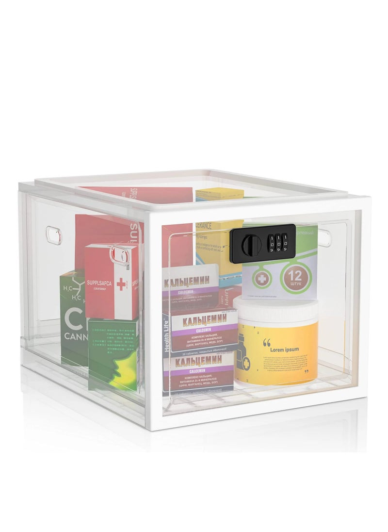 MOCOM - Premium Clear Locking Box, Secure Storage Solution for Medicines, Snacks, Electronics & More! Stackable, Easy Access, BPA-Free, 4.7 Gallon Capacity, Breathable Design - Image 1