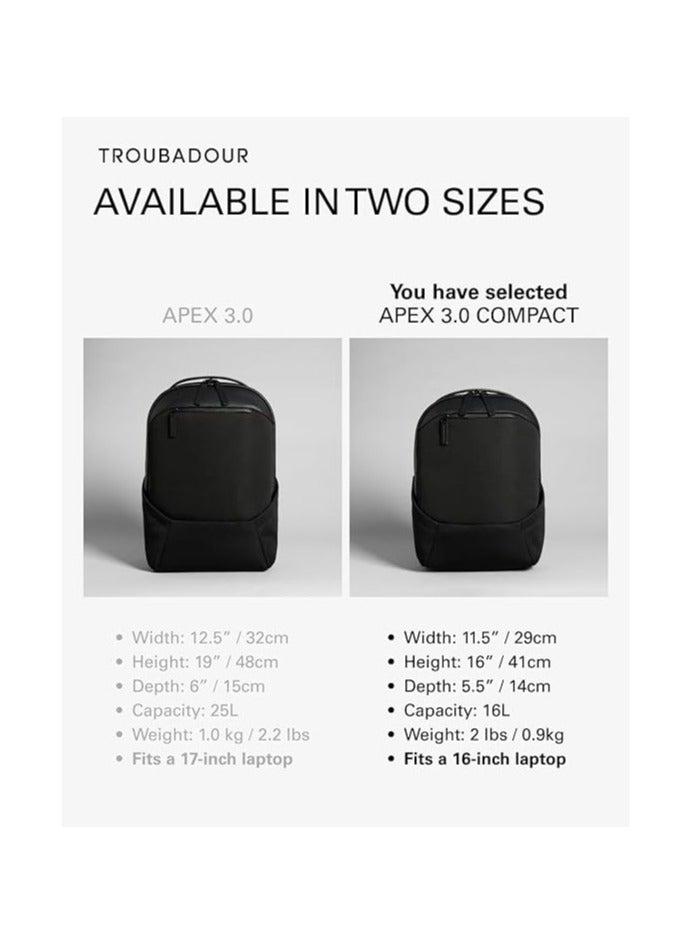 Troubadour Apex Compact Backpack 3.0 Premium Versatile Backpack Made of Lightweight, Waterproof Great for Travel, Work, the Gym, Sports, Black  - Image 4