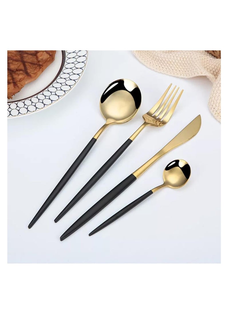 Dubkart Stainless Steel Knife Fork Spoon Tableware Flatware Set Festival Kitchen Dinnerware (24 Pieces) - Image 4