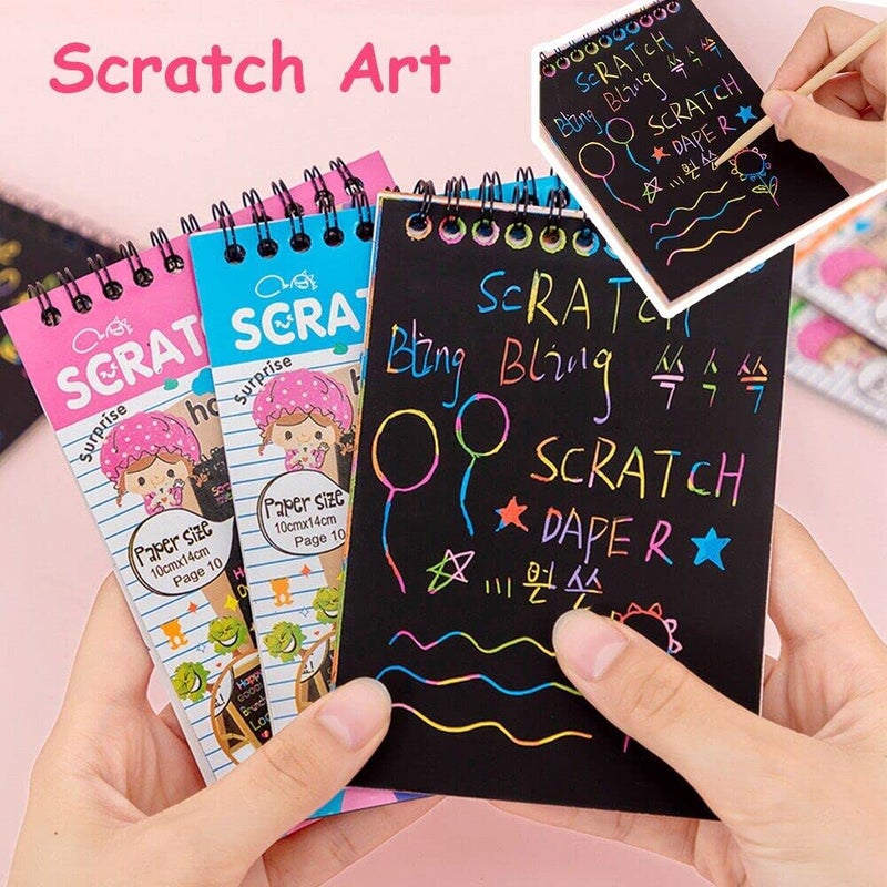 ROYALS هدية عودة عيد الميلاد للأطفال - كتب نشاط الرسم القابلة للخدش (عبوة صغيرة من 3) | هدية عودة عيد الميلاد للأطفال لحفلة عيد الميلاد | متعددة الألوان - Image 1