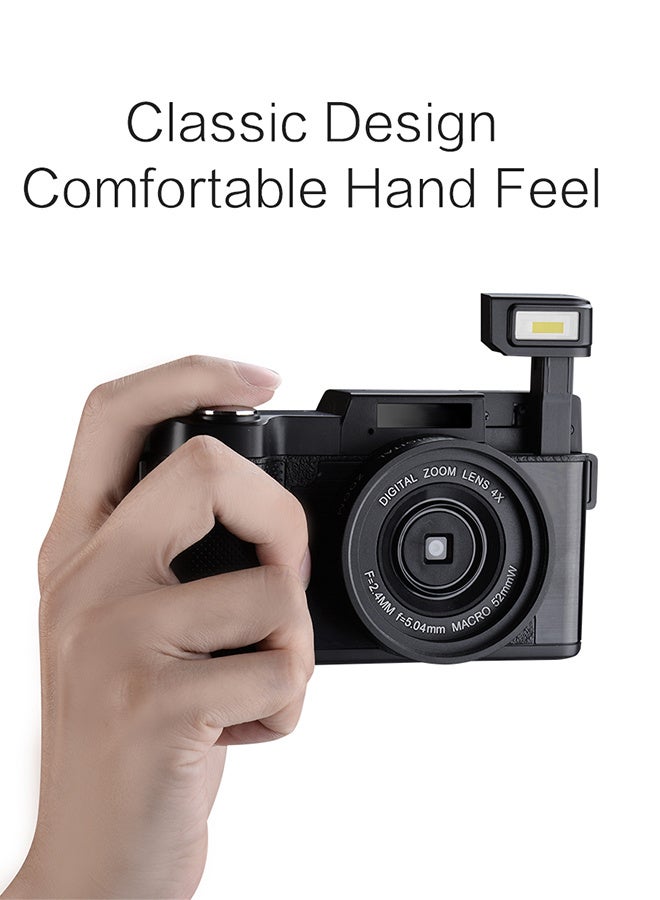 4K 48MP HD Digital Camera 16X Digital Zoom 3'' Screen,With fill light, With 128G Card, 2 Batteries, Imaging Stabilization Anti-shake Retro Mirrorless Camera - Image 3