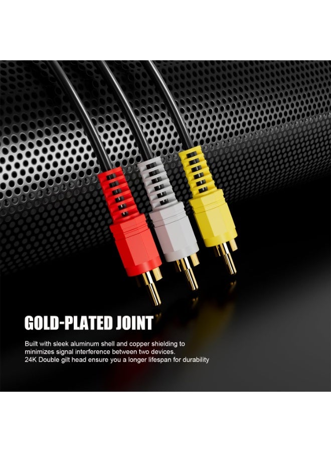 BEST ONE RCA Stereo Audio Video Cable 1.5M, 3 RCA Male to Male AV Cable with 24K Gold-Plated Connectors, Composite Audio Video Cord Compatible with TV, DVD Player, Home Theater, Stereo System, Amplifier, Projector & Gaming Console - Image 4