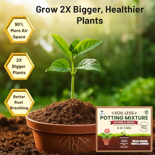 Utkarsh 4-in-1 Soil Less Potting Mixture- Makes 10Kg Fluffy Soil for Plants Home Garden | 3.65Kg Dry Items- Cocopeat, Exfoliated Vermiculite, Neem Khad, Organic Plant Food, Potting Soil Mix for Plants - Image 3