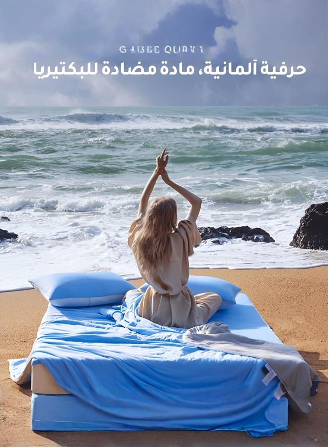 مجموعة أربع قطع من بطانية الصيف الحريرية الفارهة المزينة بالدانتيل والقابلة للغسل والمصممة للتحكم في درجة الحرارة - Image 3