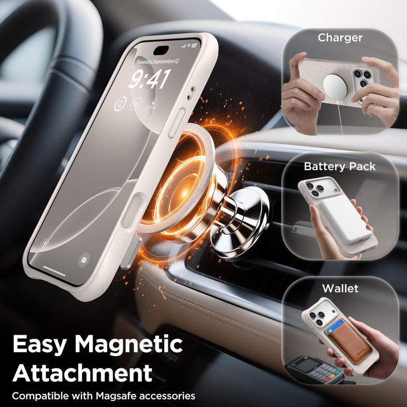 COFFKER for iPhone 17 Pro Max Case, Compatible with MagSafe, Screen Protector +[Integrated Silicone Camera Control Button], Shockproof Protective Magnetic Case for iPhone 17 Pro Max 6.9", Stone - Image 3
