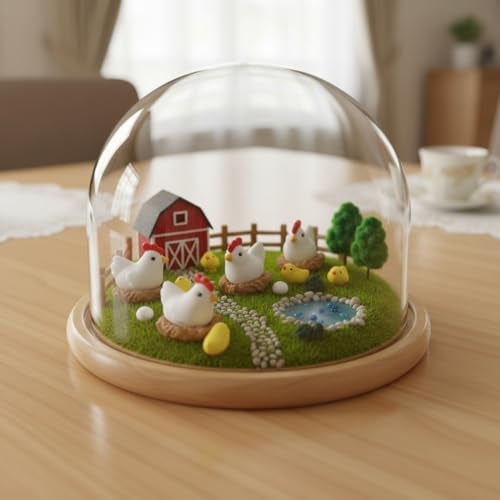 Krisah Pack of 14 pcs Miniature Decoration Animals Items Hen Family Resin Garden/Dollhouse/Fairy Garden, Multicolor, Animal - Image 5