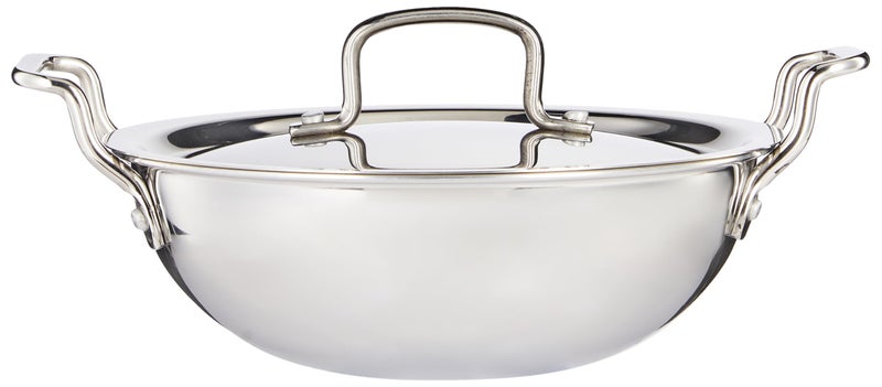 Tosaa Triply Stainless Steel 22 cm Kadai with Lid/Indian Wok|Even Heat Distribution| Consumes Less Oil|Easy to Clean|Gas Stove Compatible - 1600 ml - Image 4