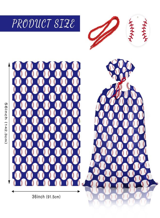 WRAPAHOLIC 56" Extra Large Baseball Plastic Gift Bag - Classic Baseball Jumbo Bike Bag Gift Wrap for Tenns Boys Birthday, Baby Shower and Ball Sports Theme Party- 56" H x 36" W - Image 2
