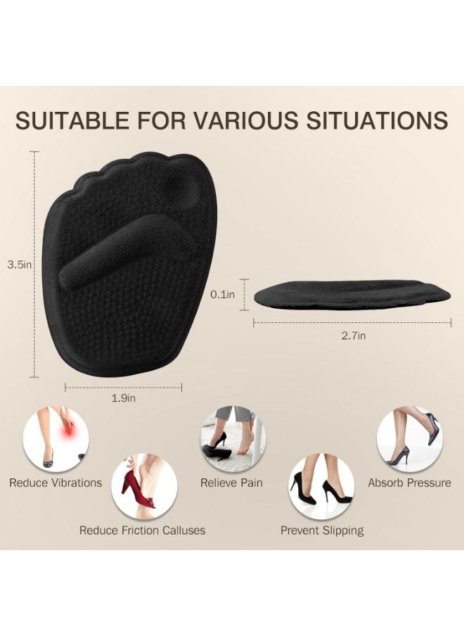 Meetion Metatarsal Pads Women, Gel Ball of Foot Cushions for Pain Relief in Shoes, Non-Slip Heel Inserts, One Size Fits All (2 Pairs, Black)  - Image 2