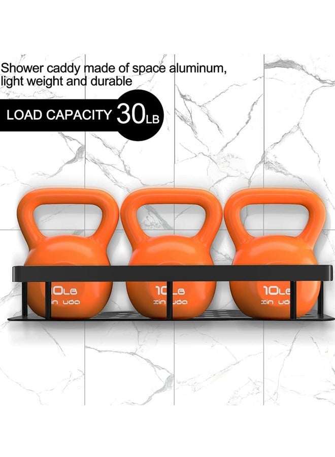 2 Pack Shower Caddy Shelf, Adhesive Bathroom Shower Rack, No Drilling Wall Mounted Shower Organizer, Rustproof Bath Storage Basket for Bathroom, Toilet, Kitchen - Waterproof and Easy Mount - Image 2