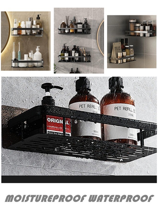 2 Pack Shower Caddy Shelf, Adhesive Bathroom Shower Rack, No Drilling Wall Mounted Shower Organizer, Rustproof Bath Storage Basket for Bathroom, Toilet, Kitchen - Waterproof and Easy Mount - Image 3