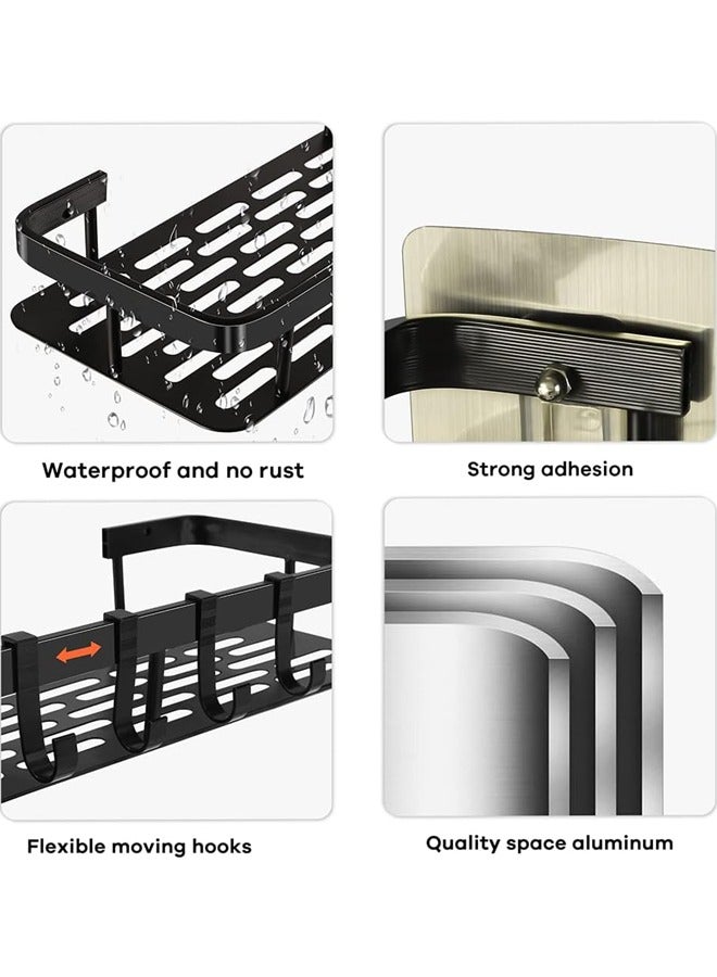 2 Pack Shower Caddy Shelf, Adhesive Bathroom Shower Rack, No Drilling Wall Mounted Shower Organizer, Rustproof Bath Storage Basket for Bathroom, Toilet, Kitchen - Waterproof and Easy Mount - Image 5
