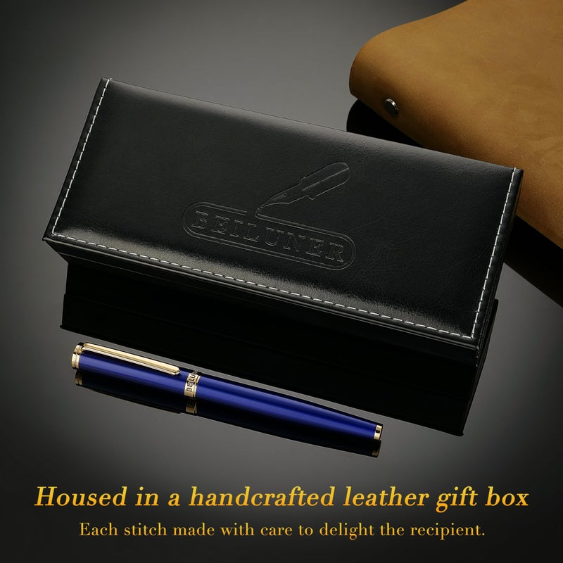BEILUNER Blue Fountain Pen,Stunning Luxury Pens with 24K Gold Finish, Gorgeous 24K Gilded Nib(Fine), Trustworthy Pen Gift for Men&Women -Ink Converter-Elegant, Graduation,Nice Pen for Writing - Image 5