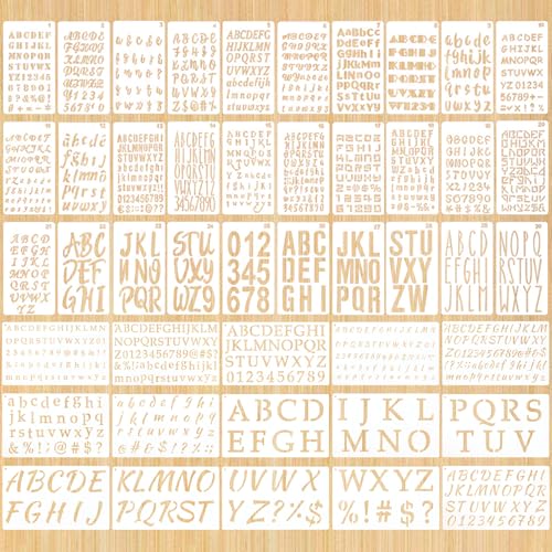 ROPCIA 13 12 34 1 2 Inch Letter Stencils for Painting 45 Pcs Reusable Plastic Alphabet and Number Symbols Stencils for ournal Notebook Diary Scrapbook Decor Supplies Crafts Art Projects - Image 1