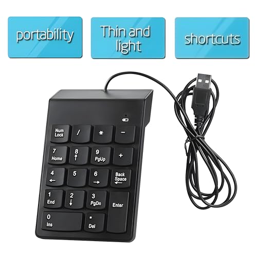 viboton USB Numeric Keypad – Slim 18-Key Wired Number Pad for Laptop, PC, MacBook, iMac, Mac Pro/Air – Portable External Numpad Keyboard for Data Entry (Black) - Image 3