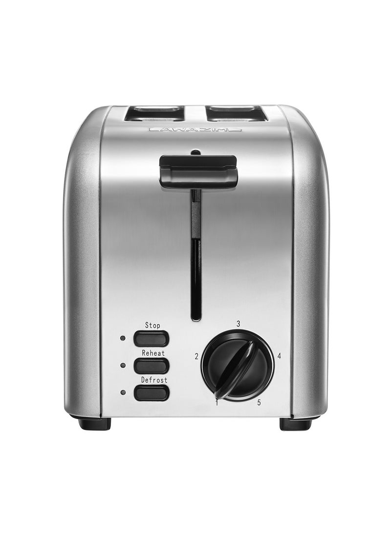 LAWAZIM - 2-Slice Electric Stainless Steel Toaster With Removable Crump Tray 850W- Silver-Cancel and Defrost Function with 5 Browning Levels- Sleek Modern Design for All Bread Types and Bagel in Kitchen - Image 1