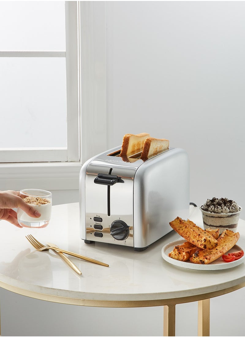 LAWAZIM - 2-Slice Electric Stainless Steel Toaster With Removable Crump Tray 850W- Silver-Cancel and Defrost Function with 5 Browning Levels- Sleek Modern Design for All Bread Types and Bagel in Kitchen - Image 1