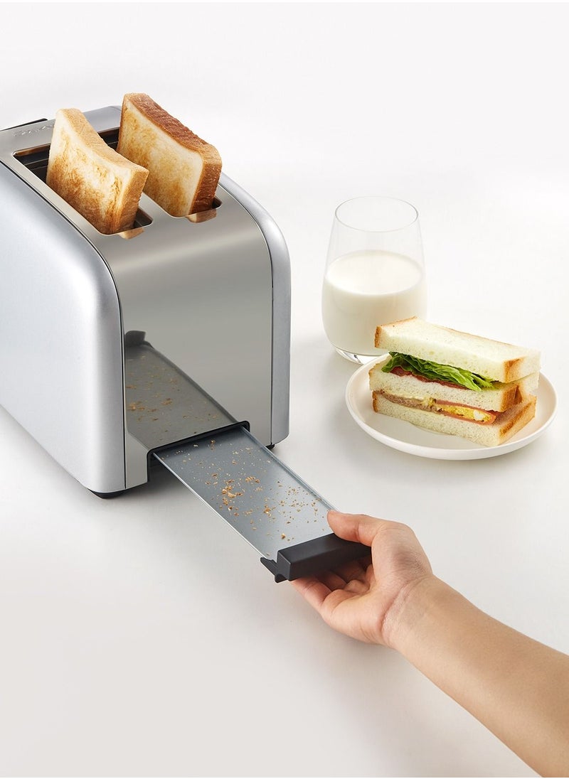 LAWAZIM - 2-Slice Electric Stainless Steel Toaster With Removable Crump Tray 850W- Silver-Cancel and Defrost Function with 5 Browning Levels- Sleek Modern Design for All Bread Types and Bagel in Kitchen - Image 1