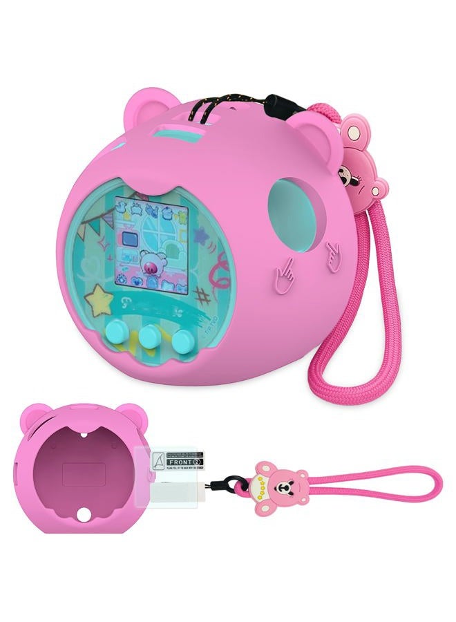 JCHPINE Silicone Cover Case for Punirunes Interactive Digital Toy, Protective Skin Sleeve for Punirunes Digital Pet Toys Squishy Characters Electronic Pets Case Accessories (Case Only) (Pink Case) - Image 1