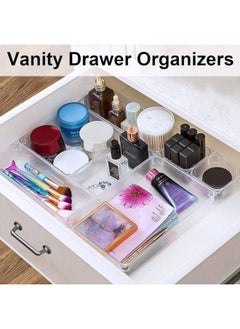 Luxoraq Drawer Tray, Clear Plastic Drawer Organizer Tray, 6-Pcs Desk Drawer Organizer for Makeup Storage, 3-Size Storage Organizer Divider Trays for Kitchen, Bathroom, Makeup Utensils and Office  - Image 4