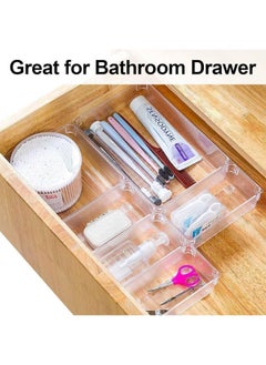 Luxoraq Drawer Tray, Clear Plastic Drawer Organizer Tray, 6-Pcs Desk Drawer Organizer for Makeup Storage, 3-Size Storage Organizer Divider Trays for Kitchen, Bathroom, Makeup Utensils and Office  - Image 2