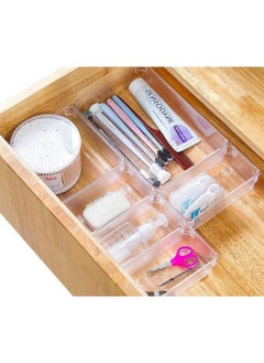 Luxoraq Drawer Tray, Clear Plastic Drawer Organizer Tray, 6-Pcs Desk Drawer Organizer for Makeup Storage, 3-Size Storage Organizer Divider Trays for Kitchen, Bathroom, Makeup Utensils and Office  - Image 1