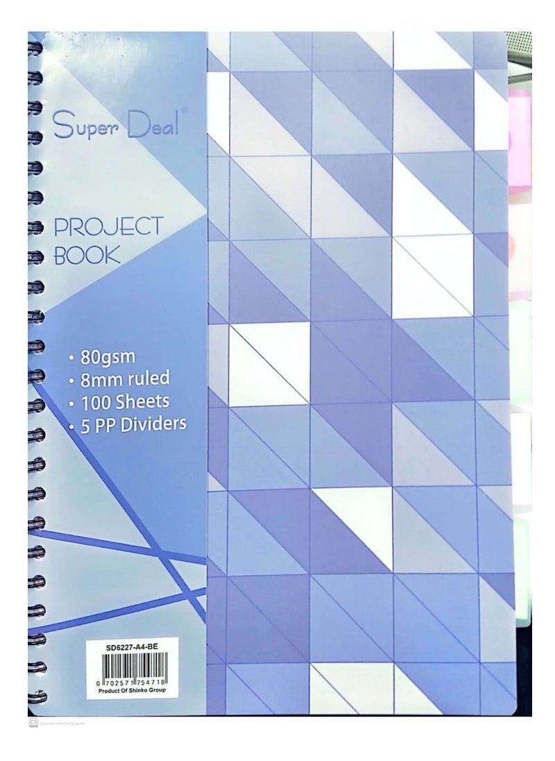 SUPER DEAL Project Book 80gsm 100Sheets 5pp Dividers  - Image 1