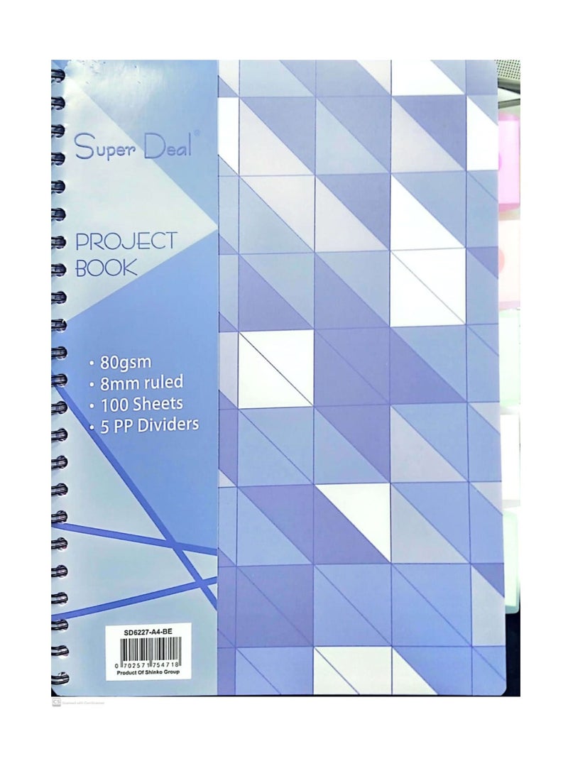 SUPER DEAL Project Book 80gsm 100Sheets 5pp Dividers  - Image 2
