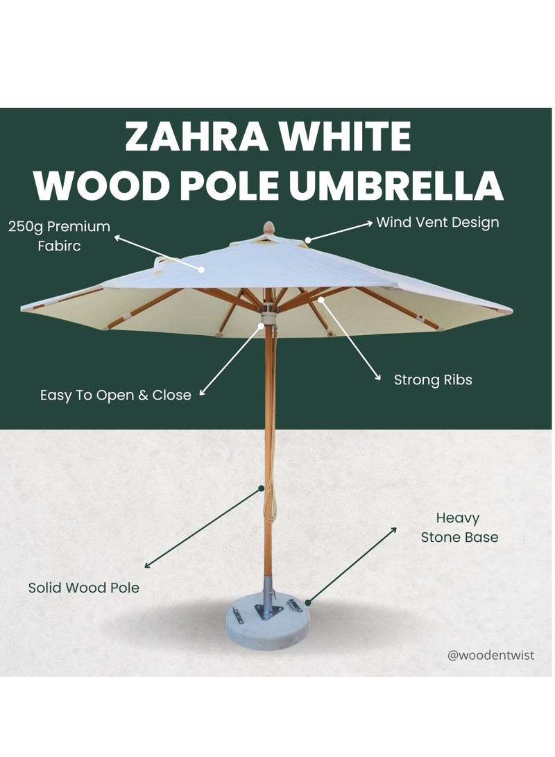 Wooden Twist Wind Vent Design Round Outdoor Umbrella with Rotating Handle UV-Resistant Canopy for Patio & Garden  - Image 2
