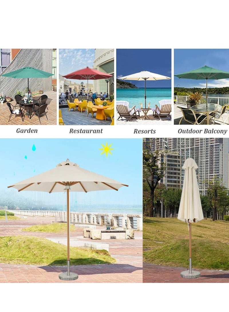 Wooden Twist Wind Vent Design Round Outdoor Umbrella with Rotating Handle UV-Resistant Canopy for Patio & Garden  - Image 3