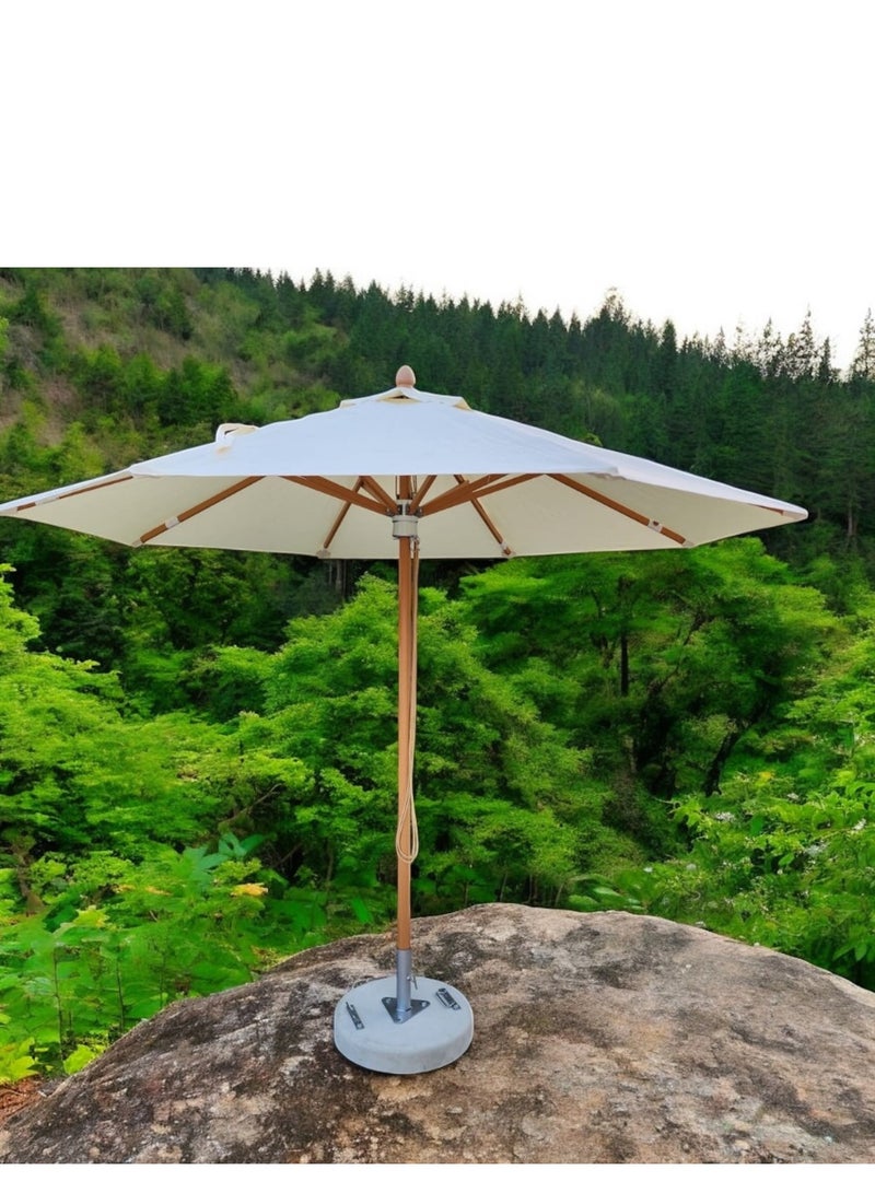 Wooden Twist Wind Vent Design Round Outdoor Umbrella with Rotating Handle UV-Resistant Canopy for Patio & Garden  - Image 4