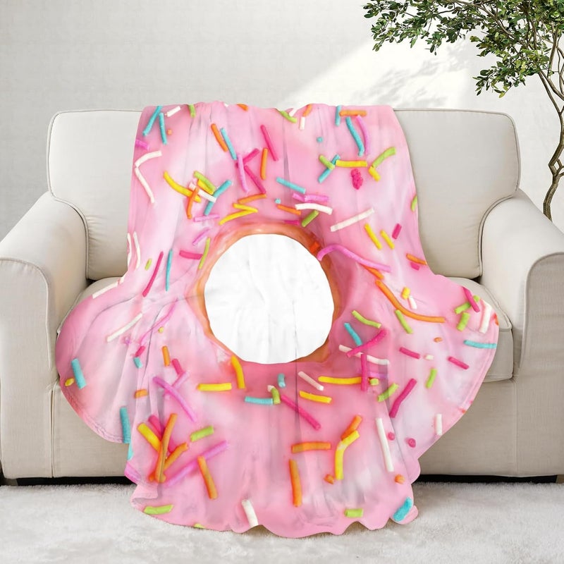 Abaysto Donuts Blanket for Girls Cute Pink Donuts Throw Blanket Novelty Realistic Food Blankets for Couch, Sofa for Kids Child Donuts Gifts 200CM - Image 5
