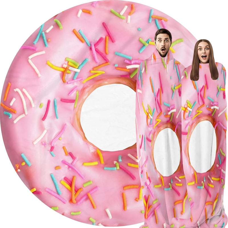 Abaysto Donuts Blanket for Girls Cute Pink Donuts Throw Blanket Novelty Realistic Food Blankets for Couch, Sofa for Kids Child Donuts Gifts 200CM - Image 1