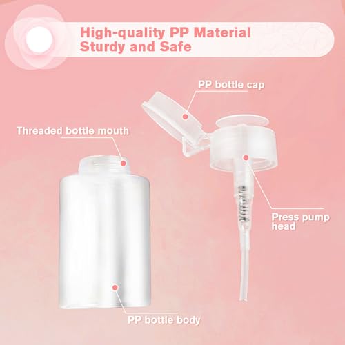 Sonfon 3 Pack Push Down Pump Dispenser with 6 Labels, Empty Push Top Bottles for Nail Polish, Makeup Remover, Micellar Water, Essence, Dish & Facial Toner, 2oz/60ml - Image 3