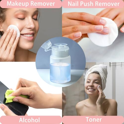 Sonfon 3 Pack Push Down Pump Dispenser with 6 Labels, Empty Push Top Bottles for Nail Polish, Makeup Remover, Micellar Water, Essence, Dish & Facial Toner, 2oz/60ml - Image 5