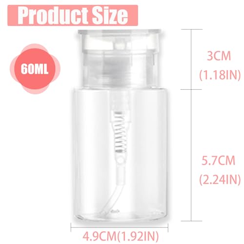 Sonfon 3 Pack Push Down Pump Dispenser with 6 Labels, Empty Push Top Bottles for Nail Polish, Makeup Remover, Micellar Water, Essence, Dish & Facial Toner, 2oz/60ml - Image 2